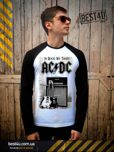 Футболка AC/DC In Rock We Trust Guitars White-Black