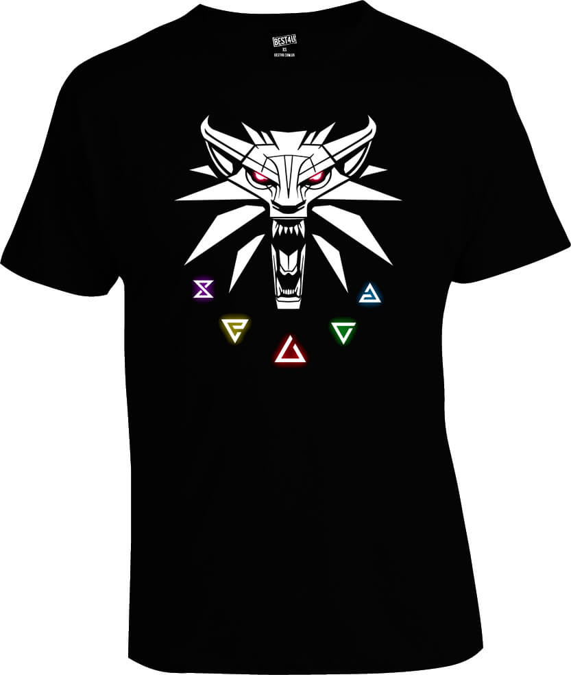 Футболка The Witcher White Wolf Medallion